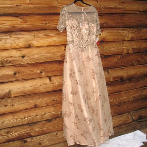 Mac Duggal 79317 Illusion Cap Sleeve A Line Gown Dress  10 - Picture 7 of 16